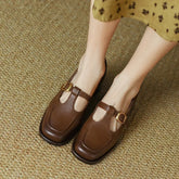 Women's T-Strap Mary Jane Shoes | Square Toe Low Block Heels