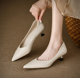 Women's Pointed Toe Kitten Heel Pumps | Slip On Low Heel Court Shoes