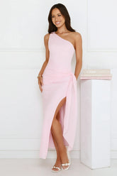 Tidal Dream One Shoulder Maxi Dress Pink