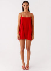 Godets Hem Mini Dress - Red