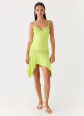 Queen Card Mini Dress Lime
