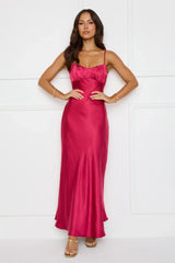 Empire Chic Satin Maxi Dress Burgundy
