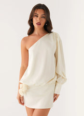 Pippie One Shoulder Mini Dress - Ivory